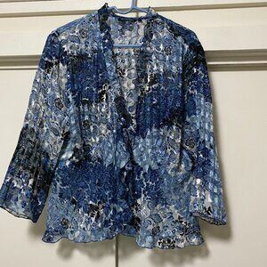 Notations, beautiful long sleeve floral light cover-up, size XL